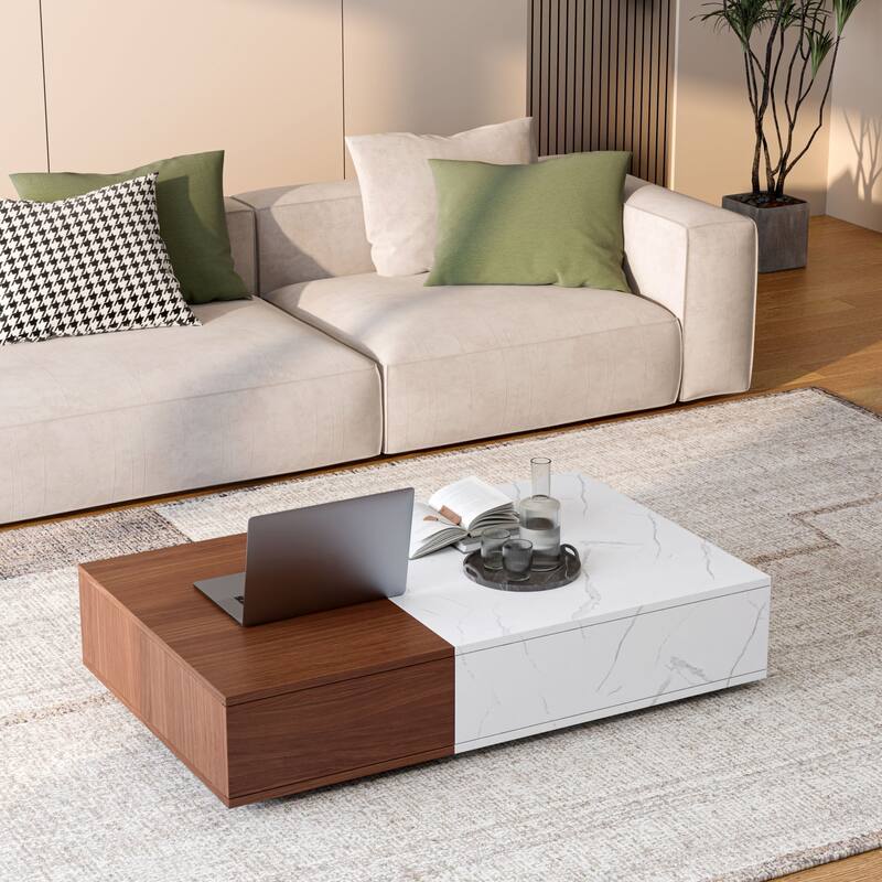 Modern two-tone coffee table with two storage spaces