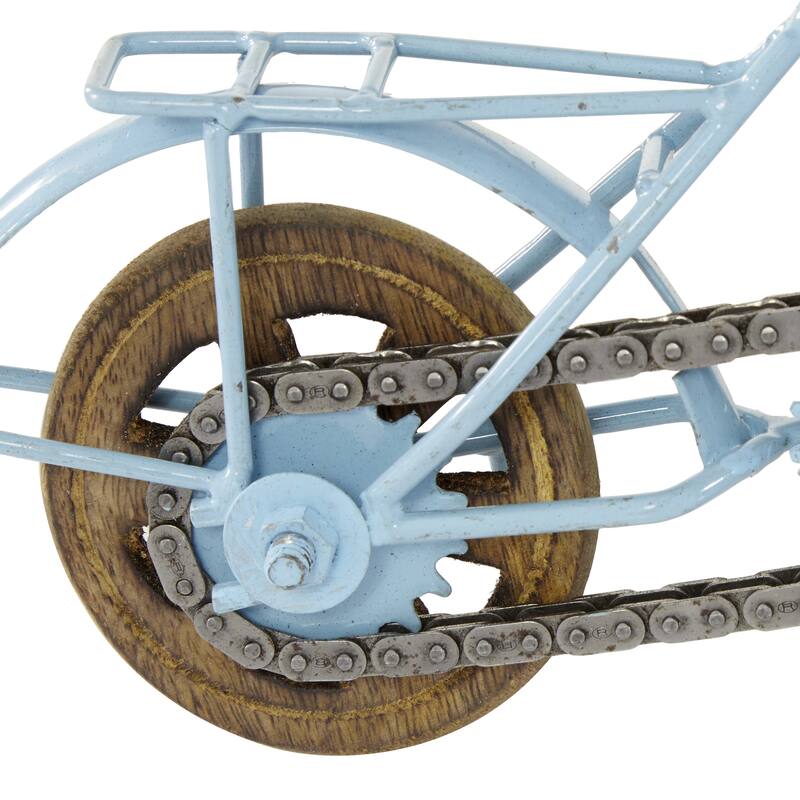 Multi Colored Metal Bike Sculpture with Wood Wheels (Set of 3) - 11 x 5 x 8