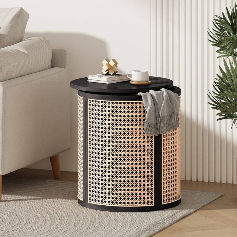 Christopher Knight Home - Elna Round Rubber Solid Wood Side Table in Natural Finish, Compact Modern Accent