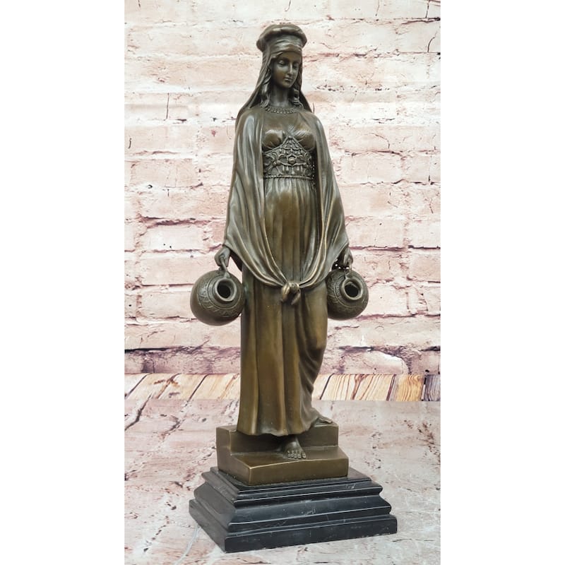 Aldo Vitaleh Water Carrier After Dominique Alonzo – Bronze Sculpture On Marble Base