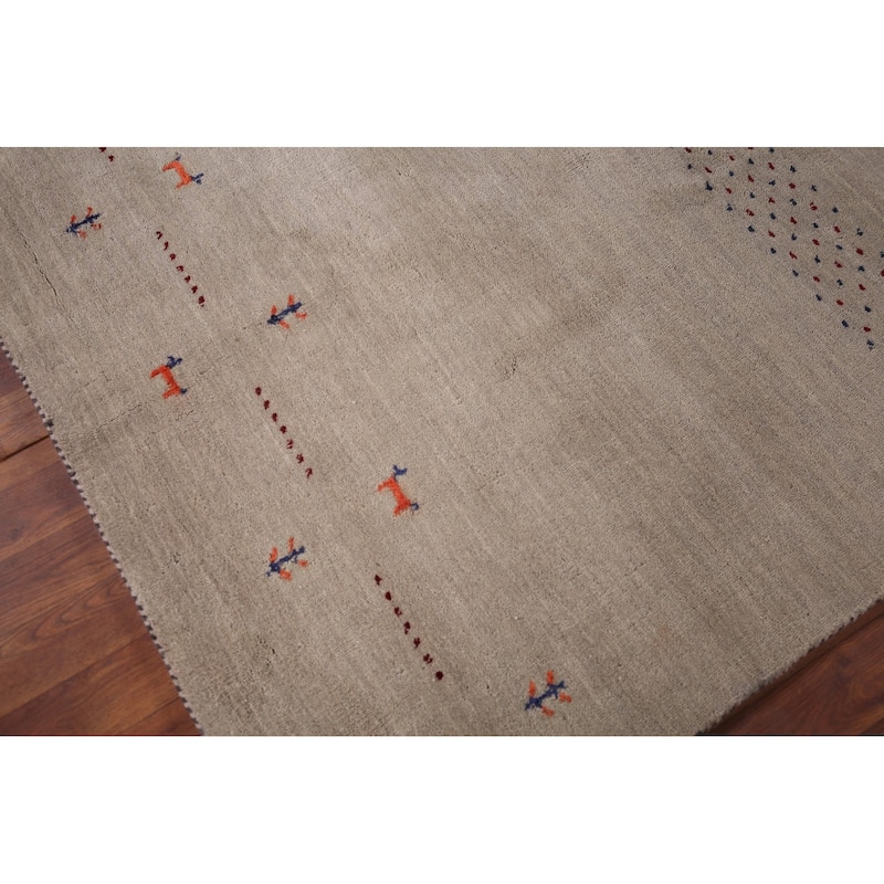 Beige Gabbeh Indian Area Rug Handmade Wool Carpet - 4'7"x 6'6"