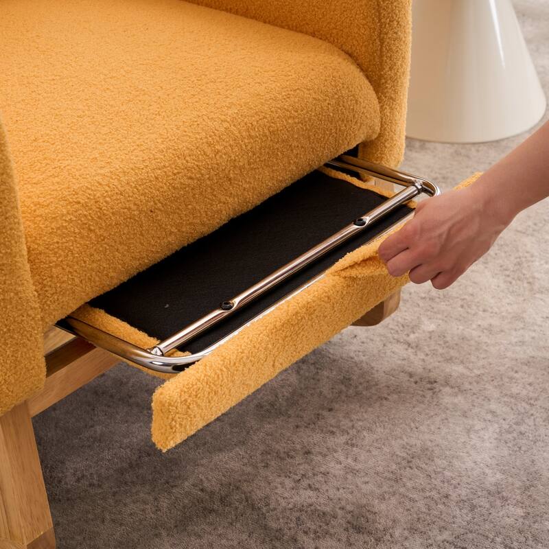 Rocking Chair with Footrest, Nursery Glider Chair with Rubber Wood Legs Side Pocket, High Back Nursing Chair