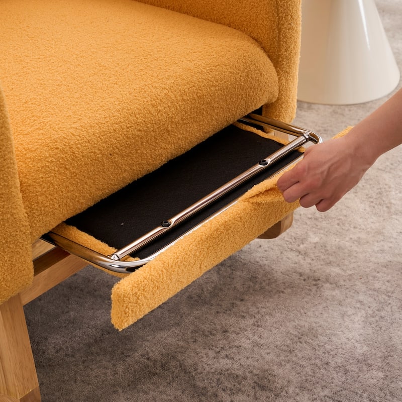 Upholstered Rocking Chair with Footrest & Thick Cushioned, Accent Chair Lounge Chair with Side Storage Pocket