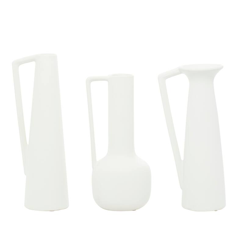 CosmoLiving by Cosmopolitan Ceramic Vase with Handles (Set of 3) - Black or White