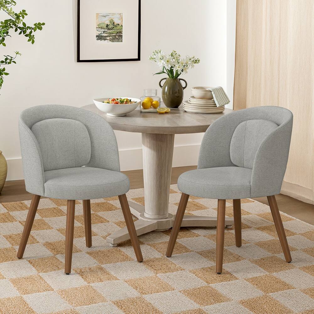 Linen Dining Chairs Set of 2/4/6 with Solid Wood Legs, Modern Kitchen Chairs with Lumbar Pillow for Dining Room Beige
