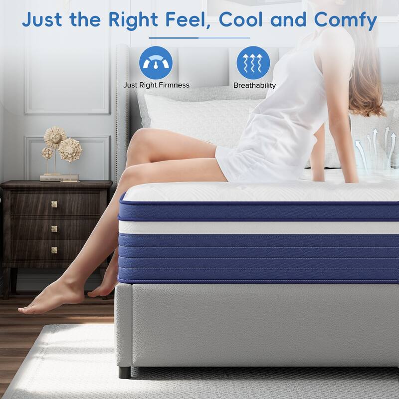 SweDrea 12 in. Innerspring Hybrid Cooling and Breathable Medium Firm Mattress with CertiPUR-US, SGS and OEKO-TEX Certified