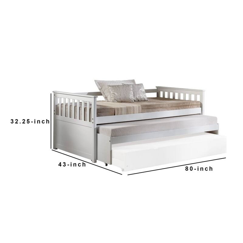 Twin Pull Out and Daybed with Slatted Side Panels, White