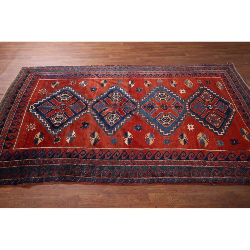 Kazak Vegetable Dye Antique Area Rug Handmade Tribal Wool Carpet - 5'3" x 8'0"