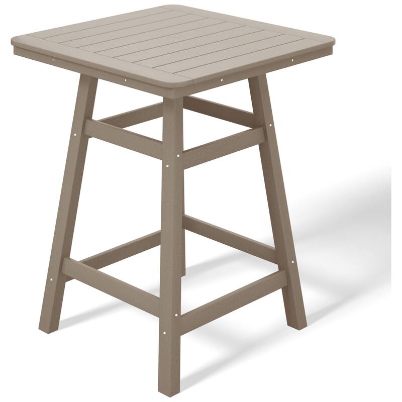 Laguna Hdpe All Weather Outdoor Patio 30" Square Counter Bistro Table - Weathered Wood