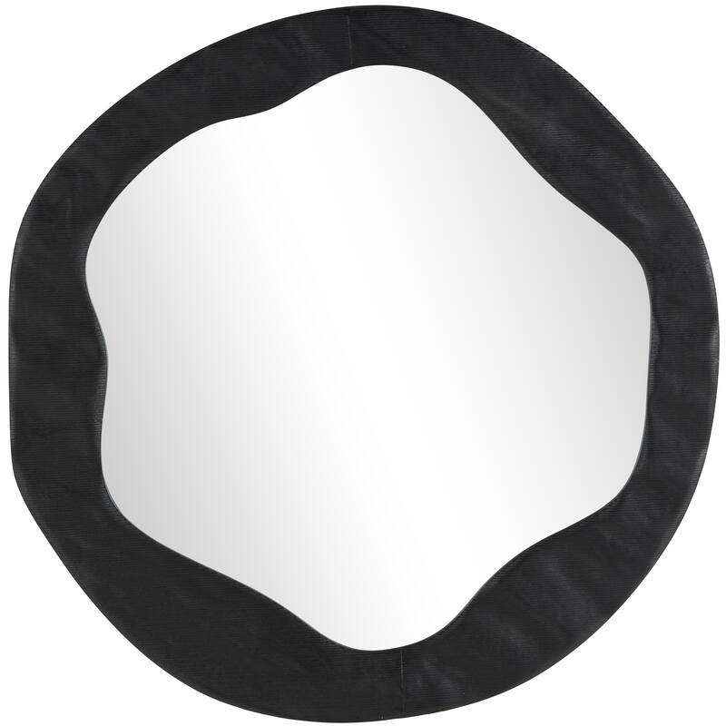Velvet Wavy Room Wall Mirror - Black - Roche River Decor - Black