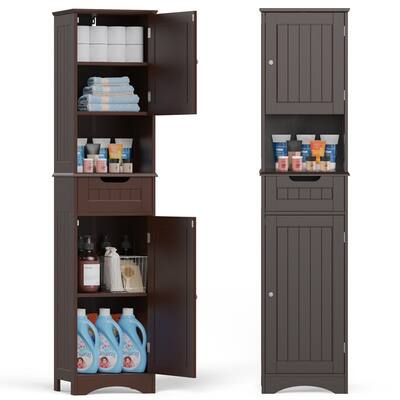 Tall Bathroom Storage Cabinet with Door and Adjustable Shelves
