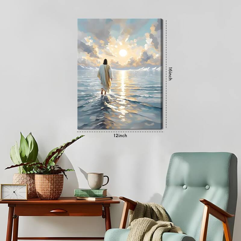 Jesus Canvas Wall Art, Christian Wall Decor of Jesus Walking on Water
