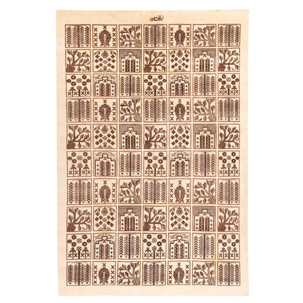 ECARPETGALLERY Hand-knotted Antalya Vintage Cream Wool Rug - 6'4 x 9'5