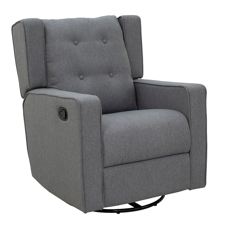 HomCom Grey Polyester Linen Upholstered Swivel Recliner Chair
