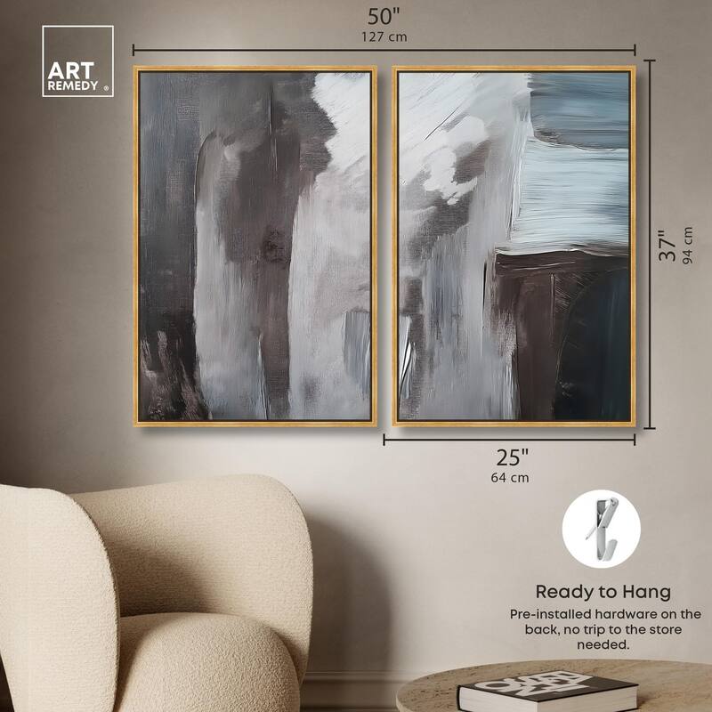 Monochrome Mood I Canvas Set of 2 by Art Remedy