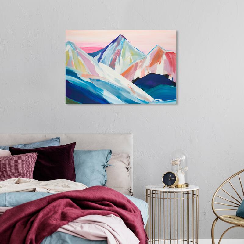 Wynwood Studio Abstract Ice Mountains in Pastels Blue and Modern & Contemporary Wall Art Canvas Print - 24 x 36