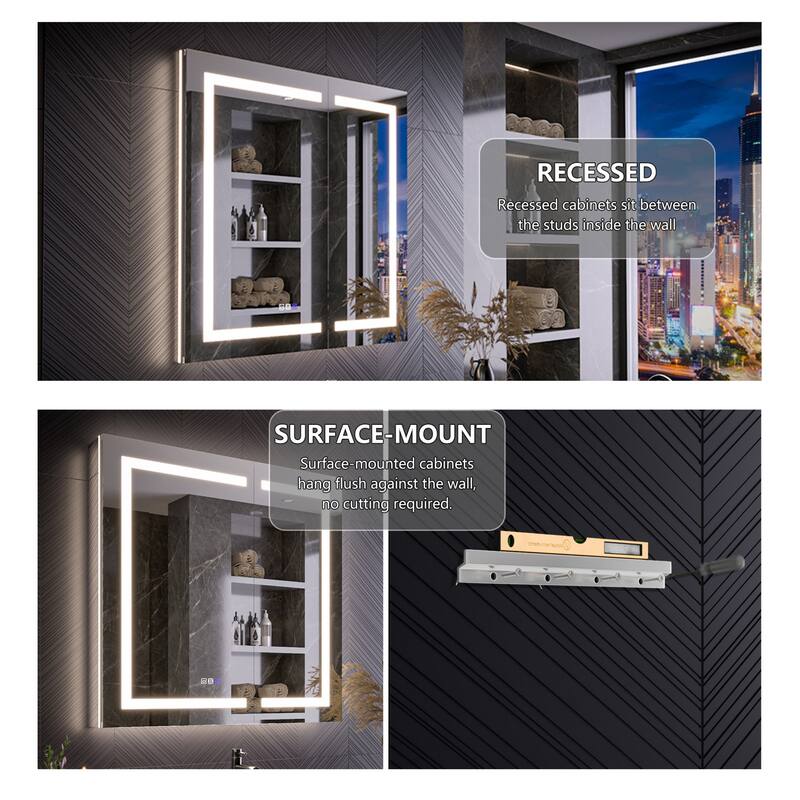 Modland 24"-42W x 36"H LED Medicine Cabinet Mirror with USB Charging,5x Makeup Mirror