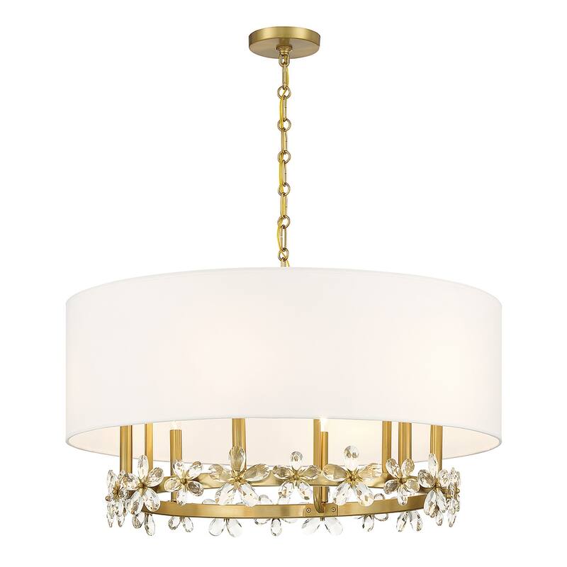 Warm Brass Six Light Pendant from the Dahlia Collection