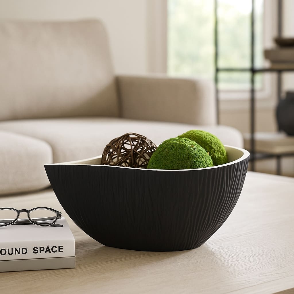 Teardrop Textured Decorative Bowl for Home Decor - Black and White