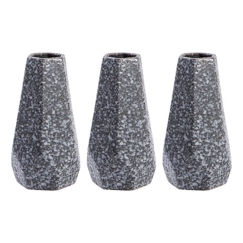 Grey Geometric Ceramic Vases, Home Decor, 3 Pieces - 4" x 6"