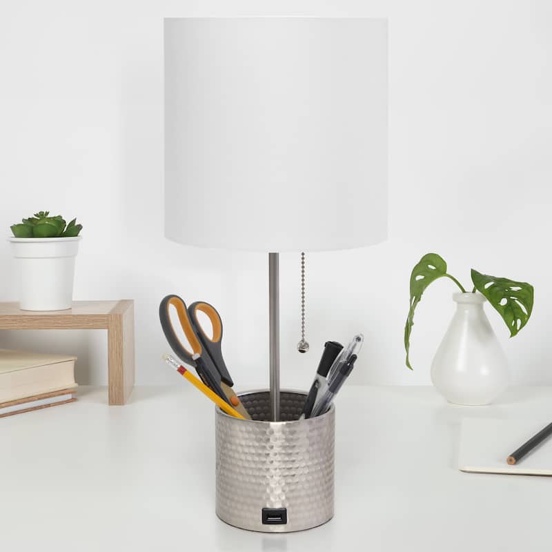 18.5" Sleek And Functional Stylish Accent Table Lamp With Usb Charging Port, For Living Room, Entryway, Office, Bedroom, Black W
