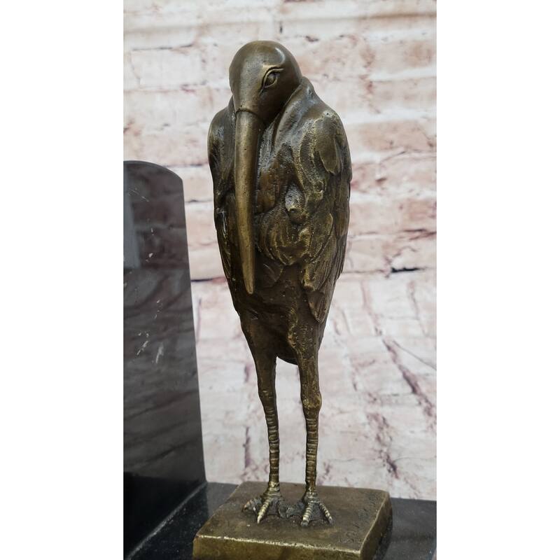 Salvador Dali Pair Pelican Bookends Book Ends Bronze Bird Lover Sculpture Statue