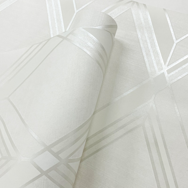 Seabrook Designs Brooklyn Diamond Nonwoven Unpasted Wallpaper - 27 in. W x 27 ft. L - Metallic Pearl