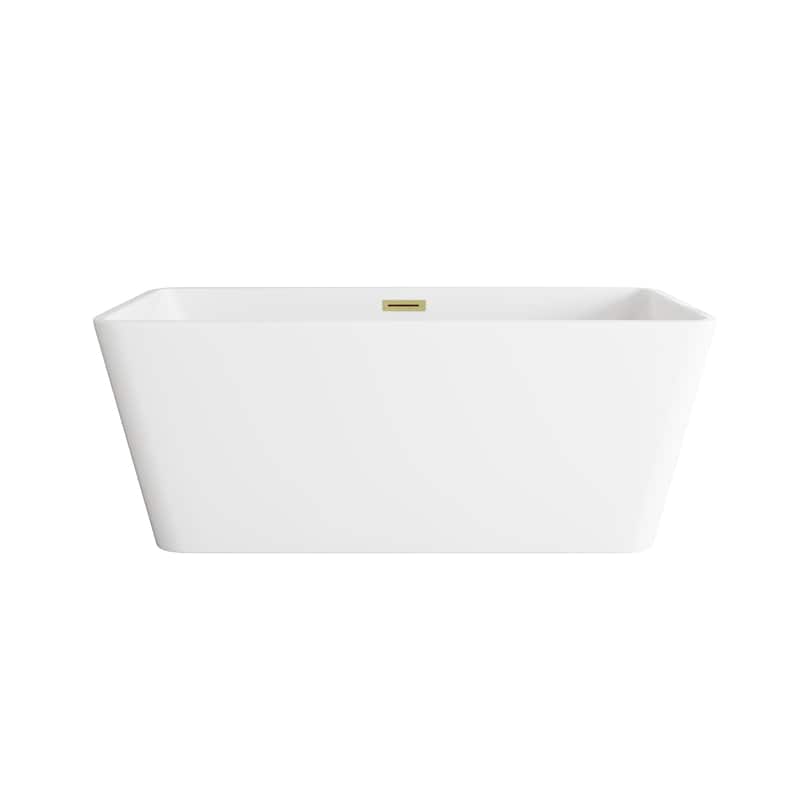 Thaddeus Bathtub in Glossy White - Glossy White with Brushed Gold Trim - 59"