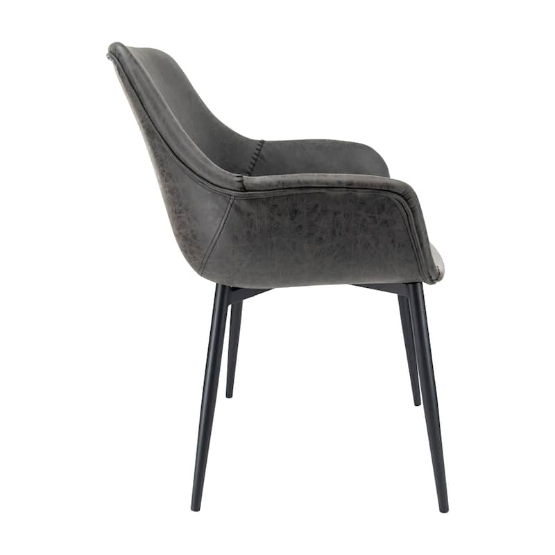 Markley Leather Dining Chair with Iron Legs Set of 4 Modern Accent Armchair