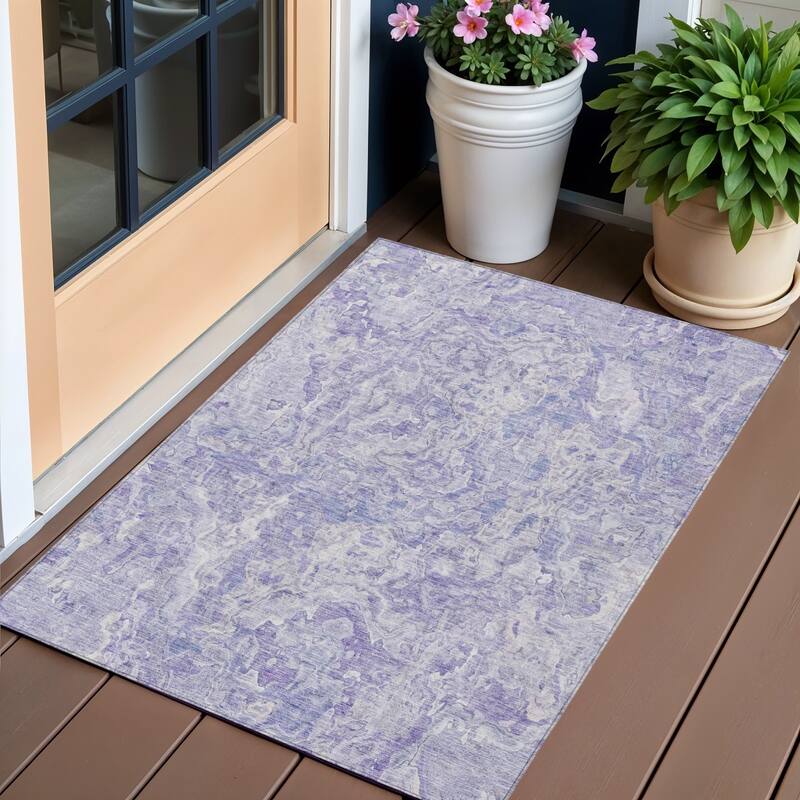 HomeRoots Abstract Transitional Rectangle Outdoor Rug - 3' x 5'