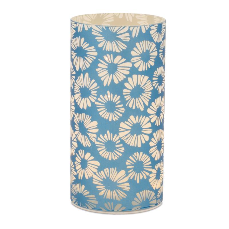 LED Floral Frosted Glass Luminary (Set of 2) - N/A