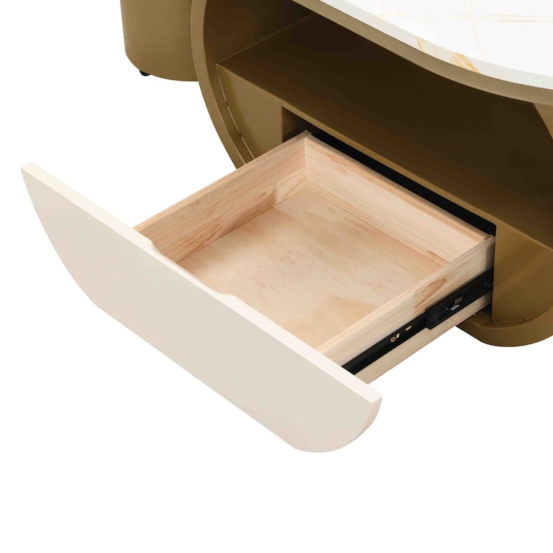Modern Oval Coffee Table Luxury Coffee Table Center Table with Storage Drawer and Adjustable Legs, for Living Room