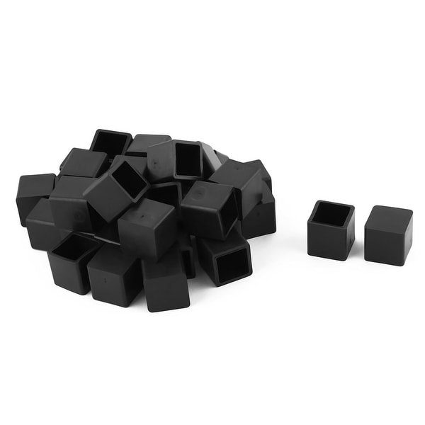 Unique Bargains 33 Pcs Antislip Rubber Square 20mm x 20mm Chair Foot Cover Table Furniture Leg Protector Black