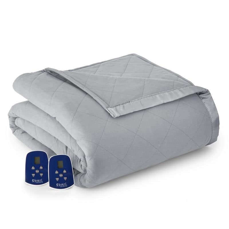 Shavel Micro Flannel® Quilted Electric Heated Blanket - Twin - Greystone