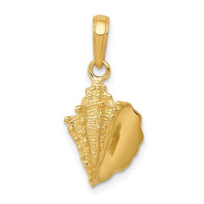 14K Yellow Gold Solid Polished Conch Shell Pendant
