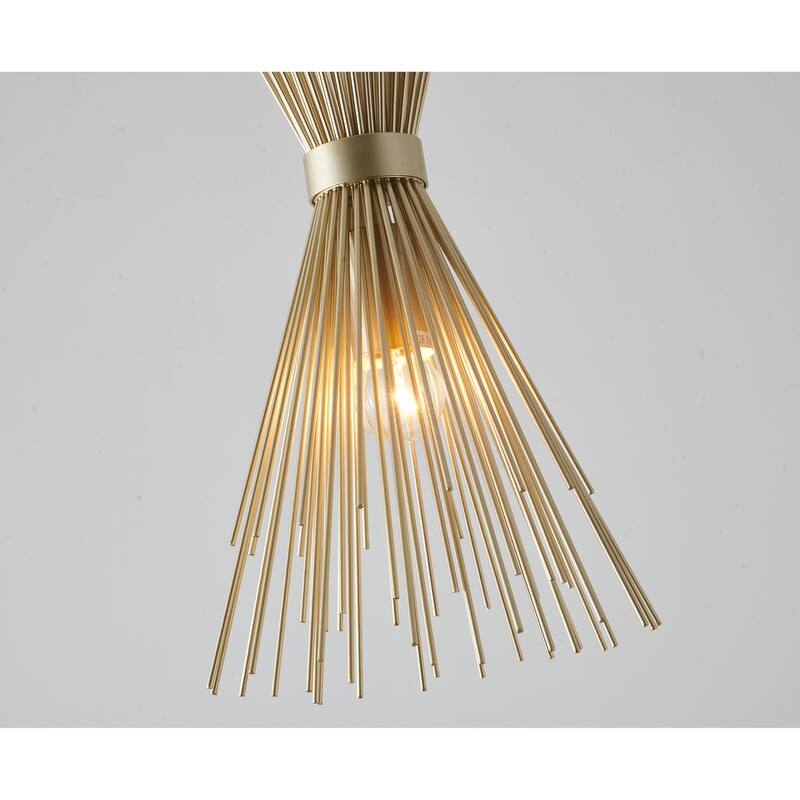 1 Light Gold Iron Pendant With A Spiked Cone Shade