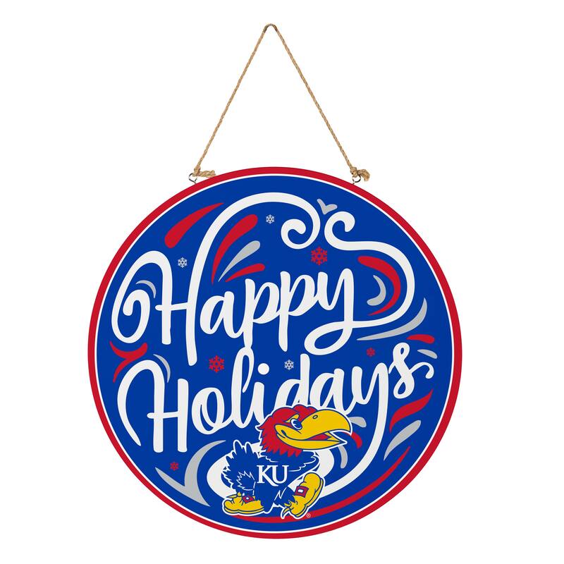 University of Kansas 18" x 18" Happy Holidays Door Décor Wall Sign - 18" x 18"