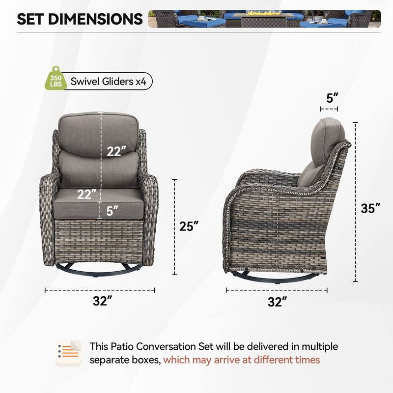 Pocassy Outdoor Swivel Chairs Patio Furniture Set