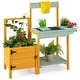 preview thumbnail 1 of 4, Kids Potting Bench Table Fir Wood Outdoor Play Kitchen for Toddler, Yellow and Blue
