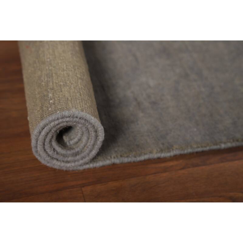 Hand Knotted Oriental 100% Wool Carpet Modern Solid Greys & Charcoal Gabbeh Area Rug - 4' 4'' X 3' 4''