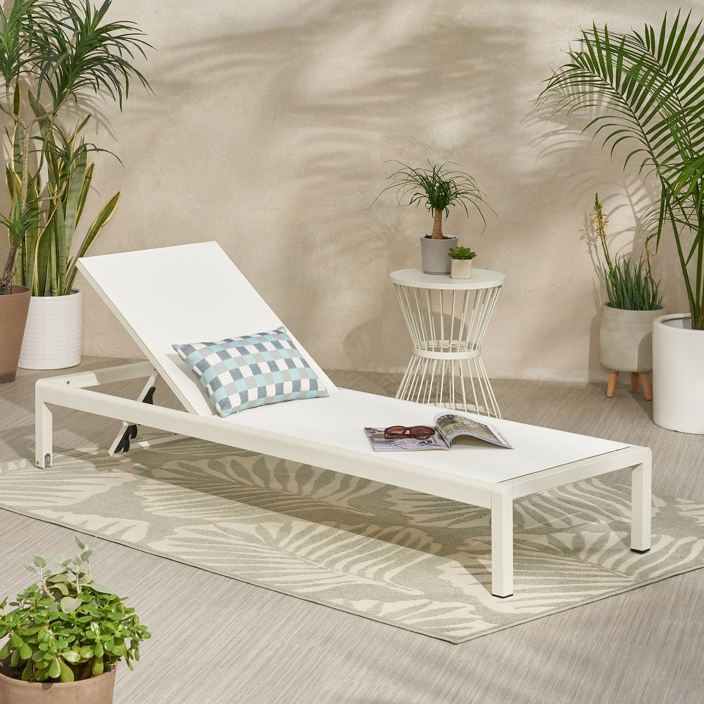 Cape Coral Outdoor Aluminum Adjustable Chaise Lounge by Christopher Knight Home