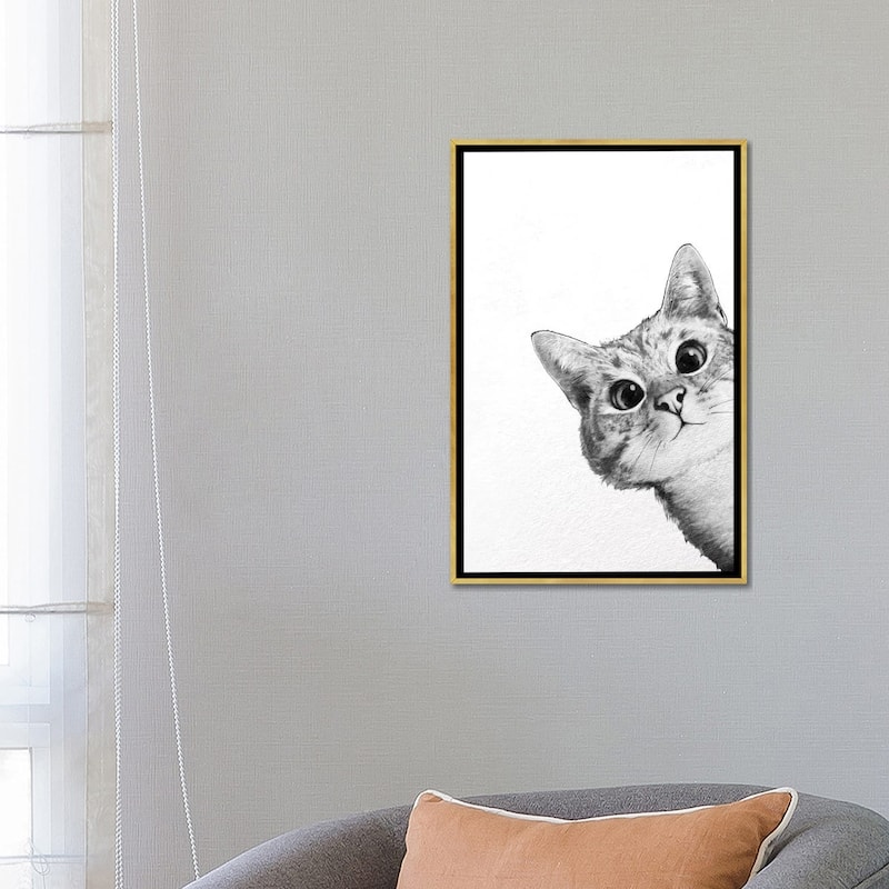 iCanvas "Sneaky Cat" by Laura Graves Framed Canvas Print