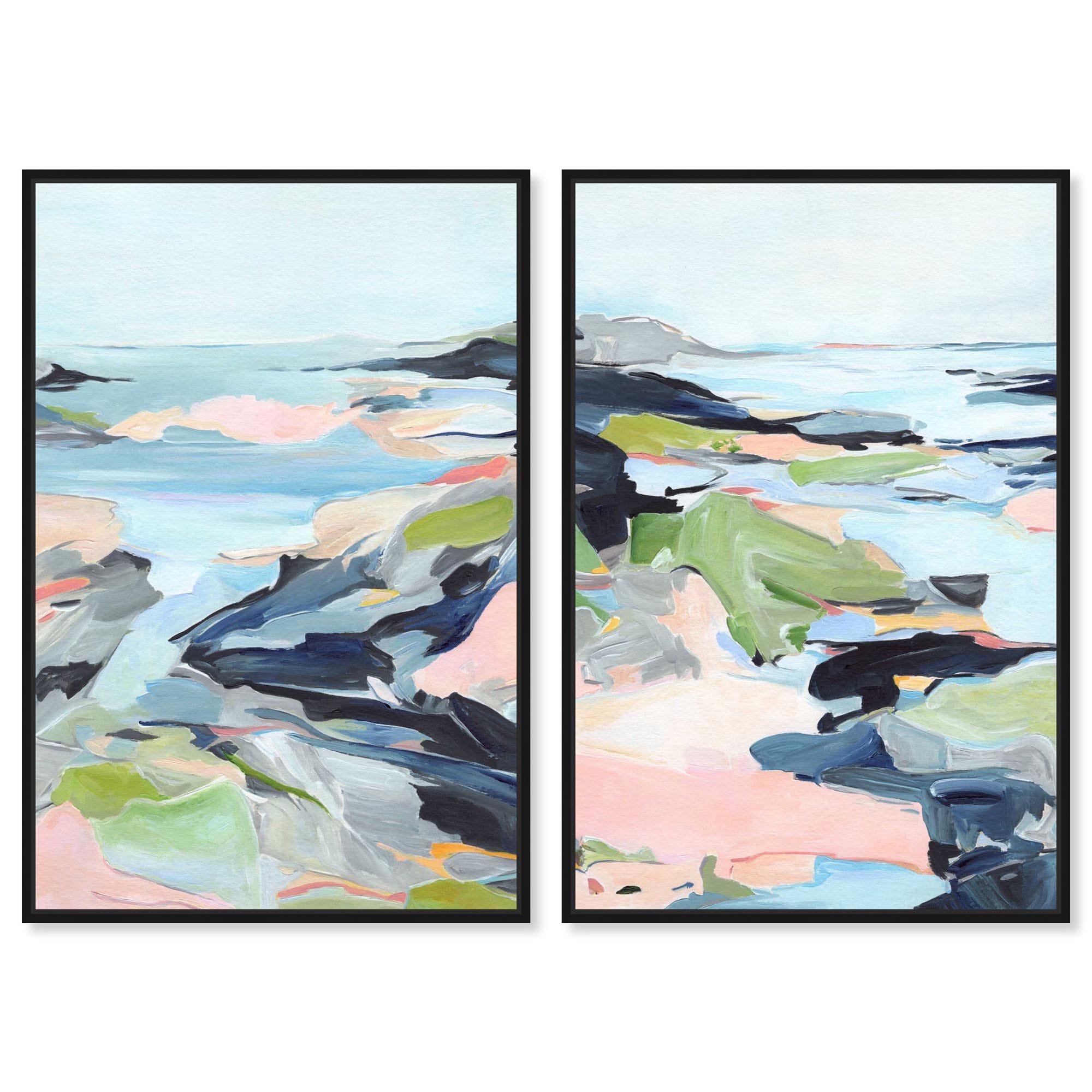 Coastal Serenity Sunset Pink Decor Set Canvas Print by Art Remedy