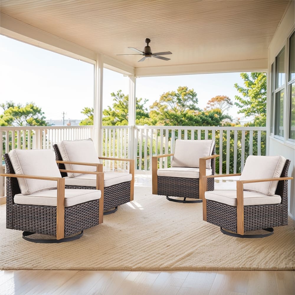 Gymojoy 4 Pieces Swivel Chair Rocking Glider Chairs