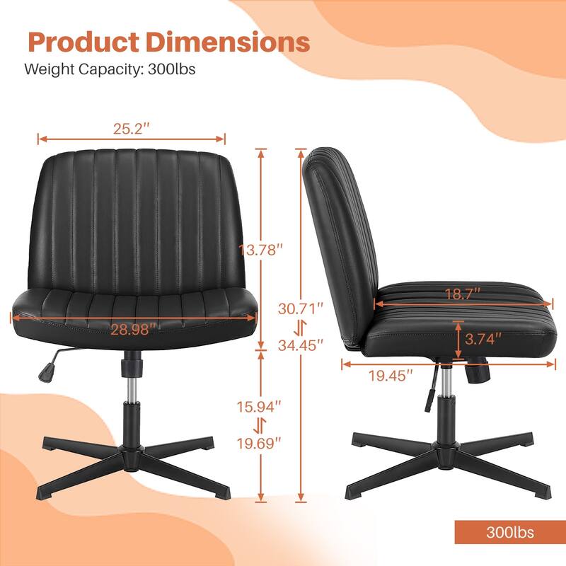 Desk Chairs. Cross Legged Office Task Armless Wide Vanity Makeup Chair Computer Chairs for Home Office