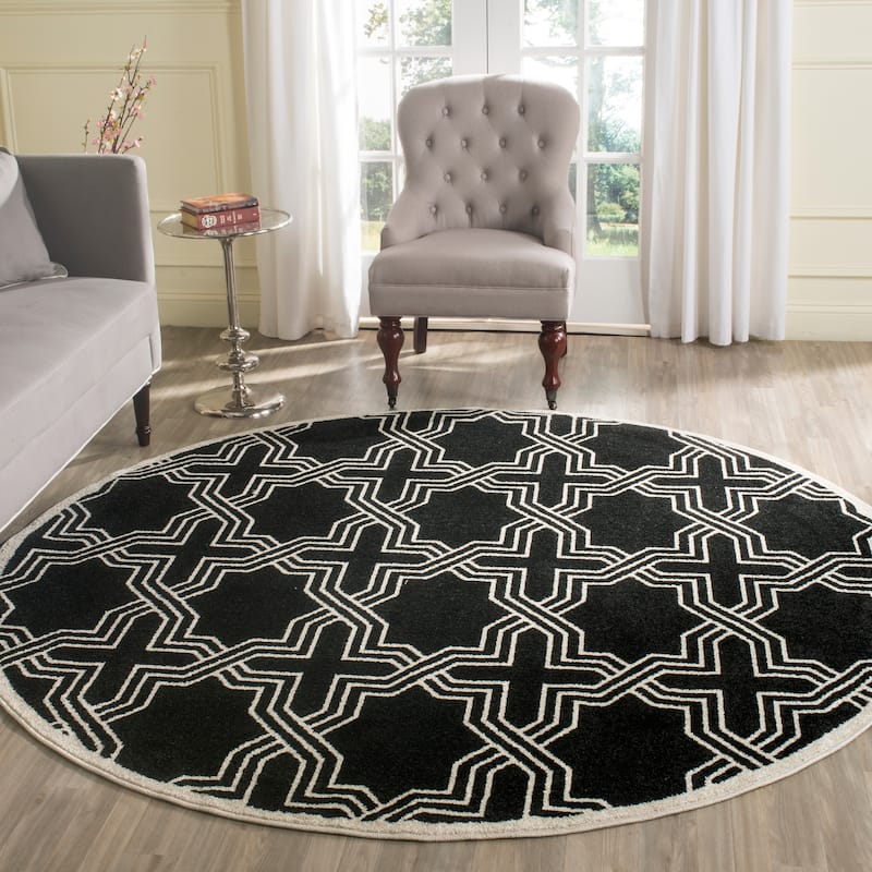 SAFAVIEH Amherst Irini Modern Rug - 7' Round - Anthracite/Ivory