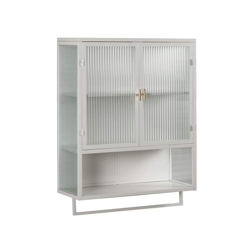 Glass Doors Modern Wall Cabinet with Featuring Enclosed Storage