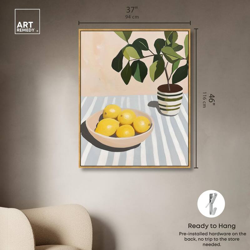 Lemon with Green Canvas by Art Remedy