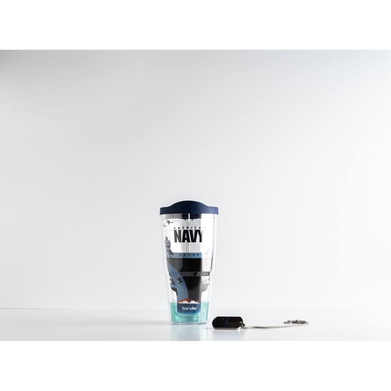 Tervis Navy Carrier Made in USA Double Walled Insulated Travel Tumbler, Classic - 24oz