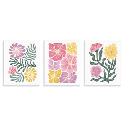Stupell Minimal Spring Hue Flowers Wall Plaque Art Design By Kim Allen (Set of 3)